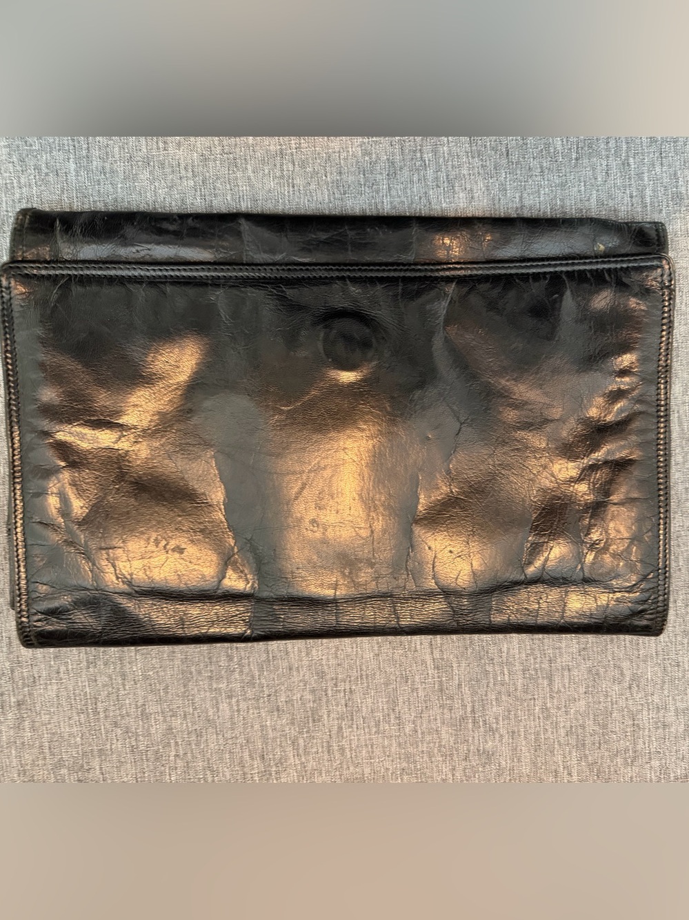 Vintage Bottega Veneta Black Leather Portfolio Clutch Made in Italy